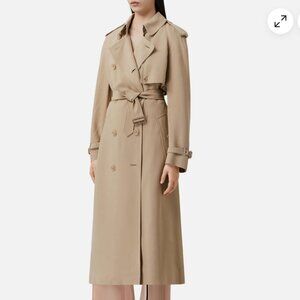 NWT Burberry Silk Pedley Double-breasted Trench Coat In Soft Fawn US 6